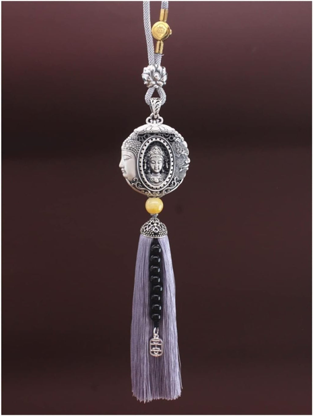 TITIZA Car Interior Good Luck Pendant Car Rearview Mirror Pendant 999 Sterling Silver Peace of Mind Between A Car Charm Car Accessories (Color : 2#)