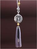 TITIZA Car Interior Good Luck Pendant Car Rearview Mirror Pendant 999 Sterling Silver Peace of Mind Between A Car Charm Car Accessories (Color : 2#)
