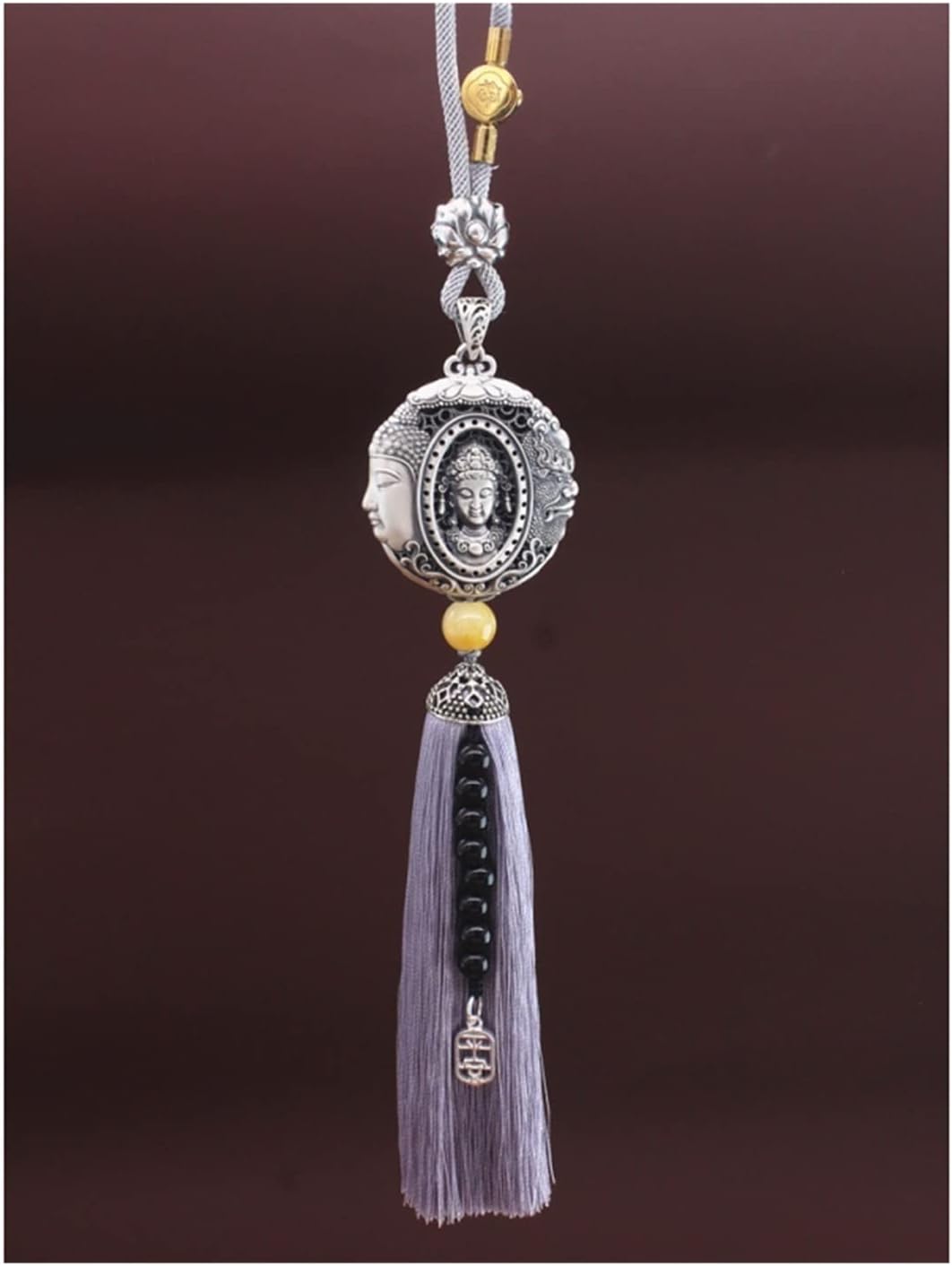 TITIZA Car Interior Good Luck Pendant Car Rearview Mirror Pendant 999 Sterling Silver Peace of Mind Between A Car Charm Car Accessories (Color : 2#)