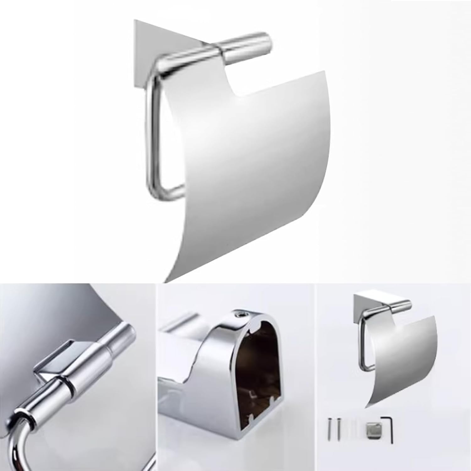 JRUIA Chrome Bathroom Towel Rack, Stainless Steel Wall Mounted Bathroom Hooks, Kitchen Bathroom Towel Holder, Space Saving