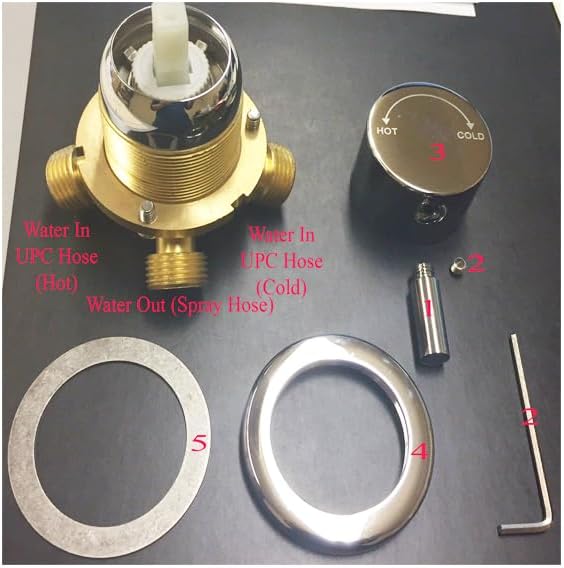 Pedicure Spa Parts REPLACEMENT Sprayer Head/3-way Faucet Mixer/Overflow Kit/P-Trap/Stopper/Spa Led Light/Power Control/Air Button/UPC Hot Cold Hose/Drain Pump (Silver - 3way FAUCET MIXER)