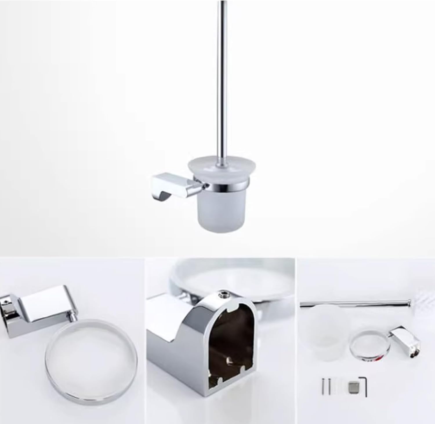 JRUIA Chrome Bathroom Towel Rack, Stainless Steel Wall Mounted Bathroom Hooks, Kitchen Bathroom Towel Holder, Space Saving