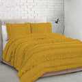 5 Piece Full Ruffles Layers Duvet Cover Set with Zipper Closure, 100% Egyptian Cotton, 1000 Thread Cotton - Full/Queen Size - Gold Solid