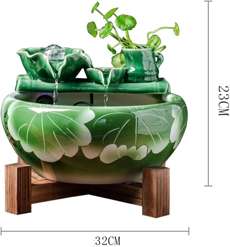 Tabletop Feng Shui Ornament Ceramic Desktop Fish Tank Tabletop Fountain Water Feature Office Decor Decor(Medium)