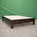 Farmhouse Wood Platform Bed Frame, Twin Size - Rustic & Modern Style, Brown Finish, Solid Pine, No Box Spring Needed, Amish Made in USA