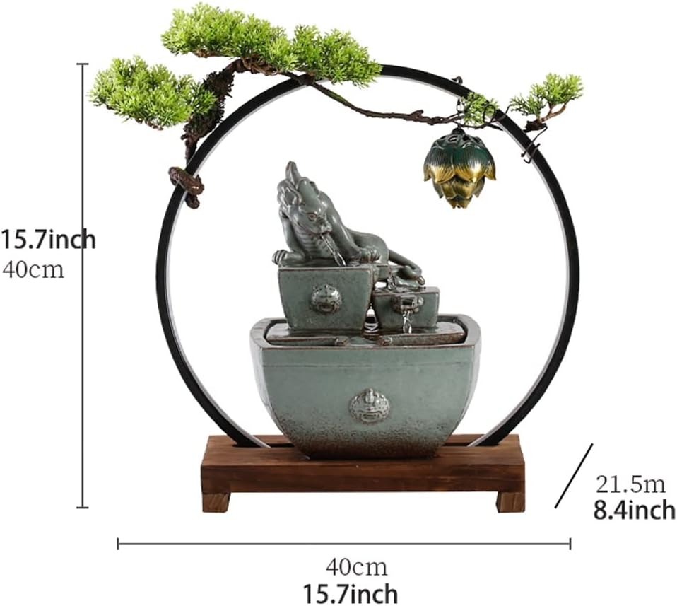 QUQUQ Home Tabletop Fountain Tabletop Fountain with LED Light, Indoor Water Fountain Decor Tabletop Relaxation Waterfall Feature for Home Office Decor