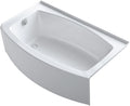 KOHLER K-1118-LA-0 Expanse 60-Inch x 30-Inch Curved Alcove Bath with integral flange and left hand drain, White