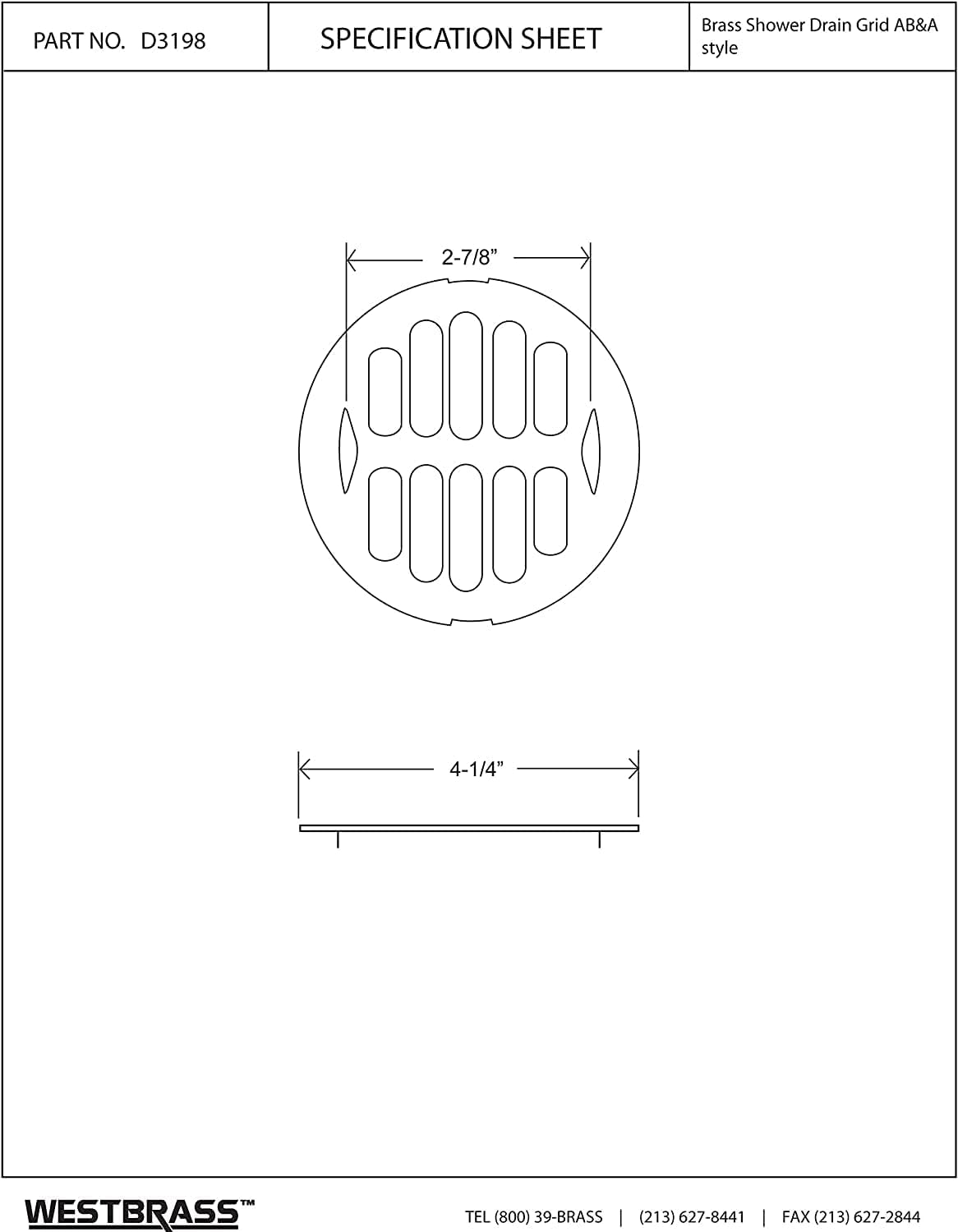 Westbrass D3198-25-07 4-1/4' OD Brass Snap-in Shower Strainer Grid Drain Cover, Satin Nickel (25-Pack)