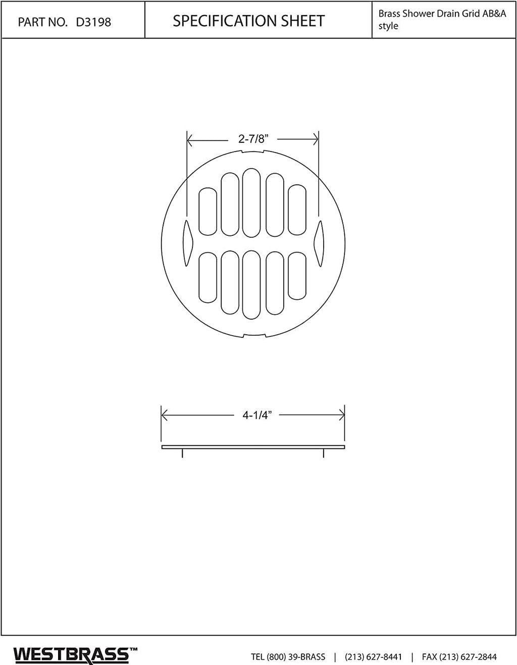 Westbrass D3198-100-26 4-1/4' OD Brass Snap-in Shower Strainer Grid Drain Cover, Polished Chrome (100-Pack)