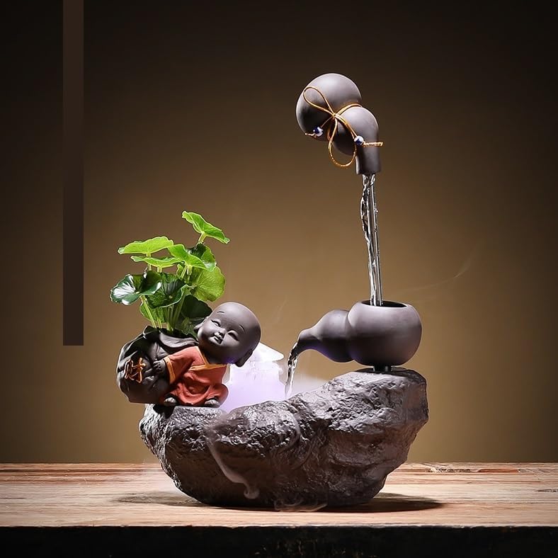 GUERNSEY Tabletop Fountain Tabletop Fountain Suspended Water Fountain Home Office Desktop Chinese Landscape Porch Fountain Crafts Indoor Fountain