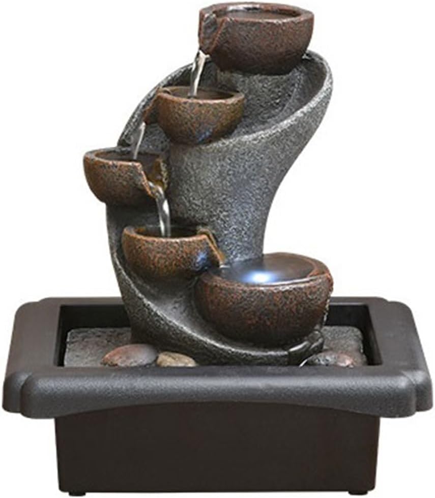GRFIT Indoor Fountain Flowing Water Ornaments for Tea Table, Office Light, Luxury, Opening, Gift, Circulating Water Landscape, Desk, Wealth Attraction Tabletop Fountain