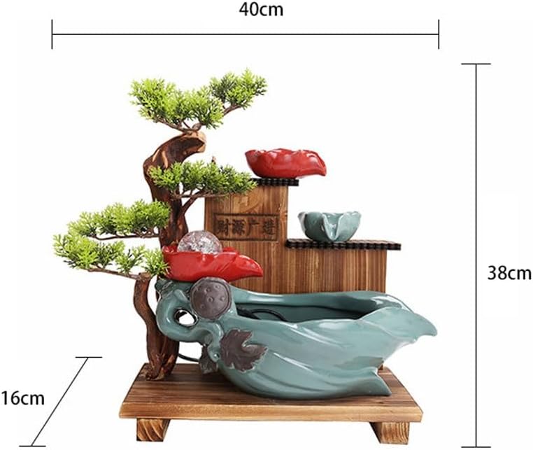 GUERNSEY Tabletop Fountain Ceramic Flowing Water Fountain Living Room Feng Shui Rotating Water Ornaments Desktop Fountain Bonsai Humidifier Indoor Fountain