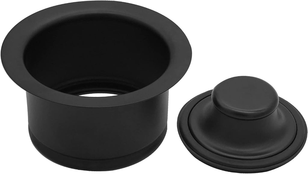 Westbrass CO2195-62 COMBO PACK 3-1/2' Wing Nut Twist Style Large Kitchen Sink Basket Strainer and Extra-Deep Collar Kitchen Sink Waste Disposal Flange with Stopper, Matte Black
