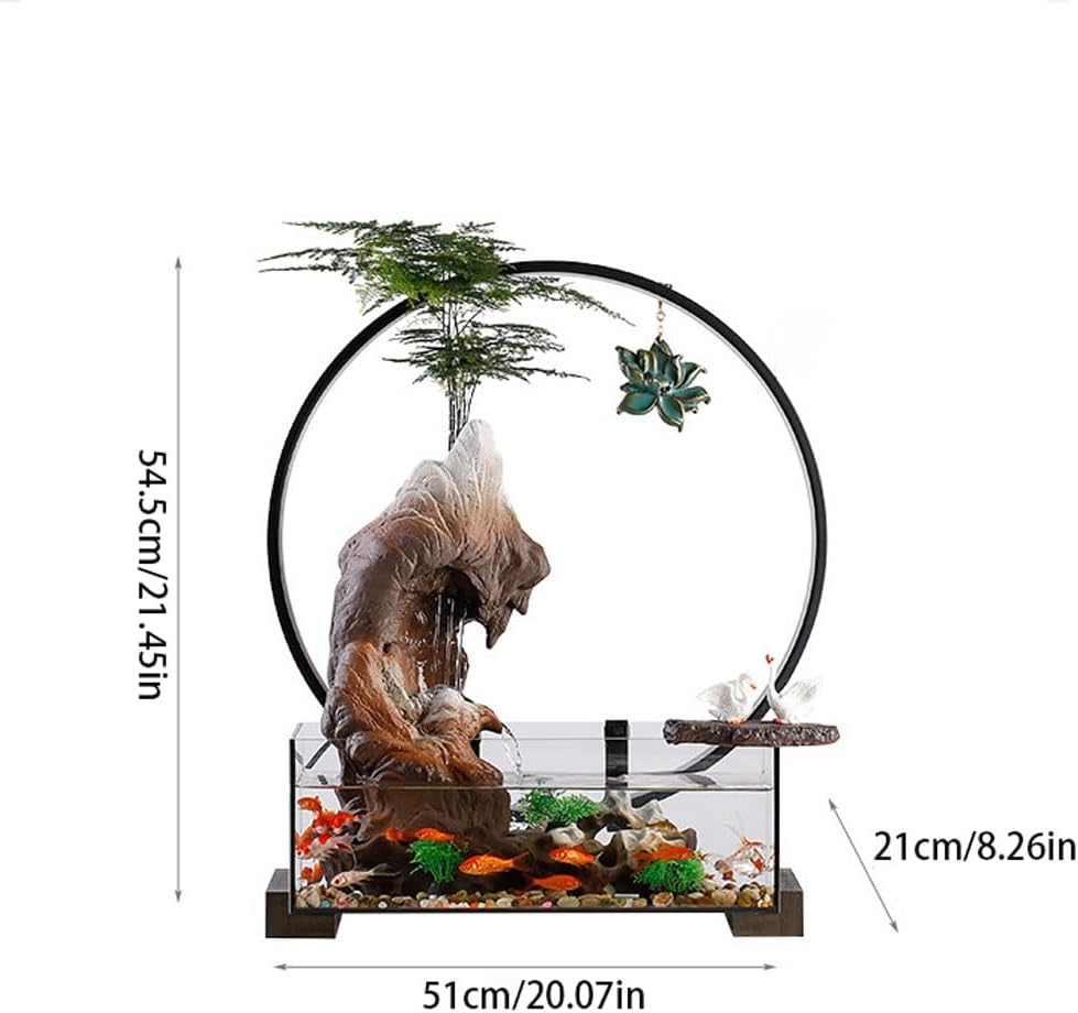 GUERNSEY Tabletop Fountain Home Water Fish Tank Ornaments Living Room Desktop Chinese Rockery Water Wheel Water Circulation Fountain Indoor Fountain