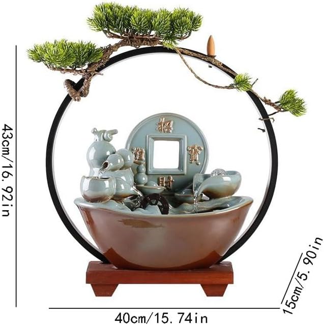 GUERNSEY Tabletop Fountain Chinese Style Home Study Desk Ornaments Tea Room Circulating Water Decoration Ornaments Office Desk Fountain Ornaments Indoor Waterfall Feature Indoor Fountain