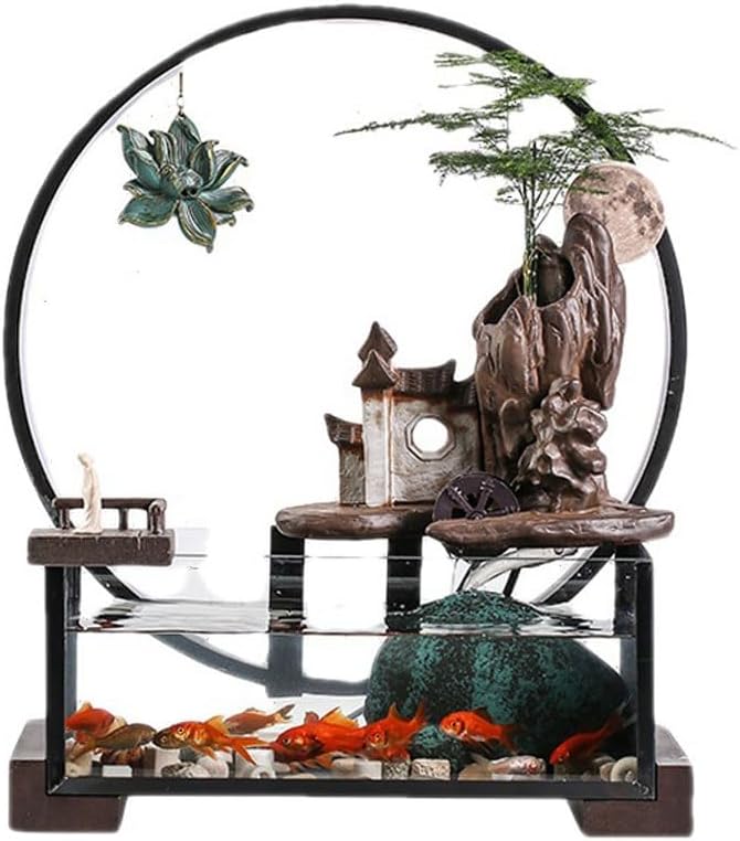 GUERNSEY Tabletop Fountain Desktop Water Ornaments Living Room Office Home Desktop Decoration Circulating Water Fountain Fish Tank Indoor Fountain