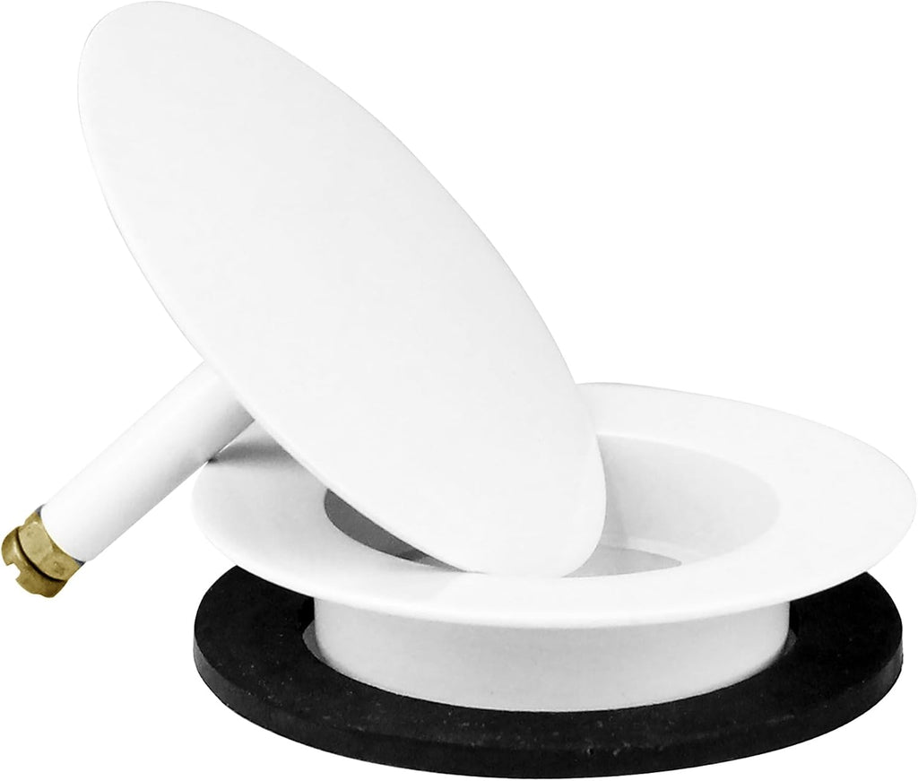 Westbrass D50P35SRE-50 35' Cable Drive Bathtub Drain Trim with Rotary Overflow Cover Knob, Pop-Up Stopper Sch. 40 PVC Fittings, Powder Coat White