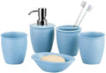 5-Piece Bathroom Accessory Set with Soap Dispenser, Toothbrush Holder, Tumbler & Soap Dish for Vanity Bath Set(Blue)