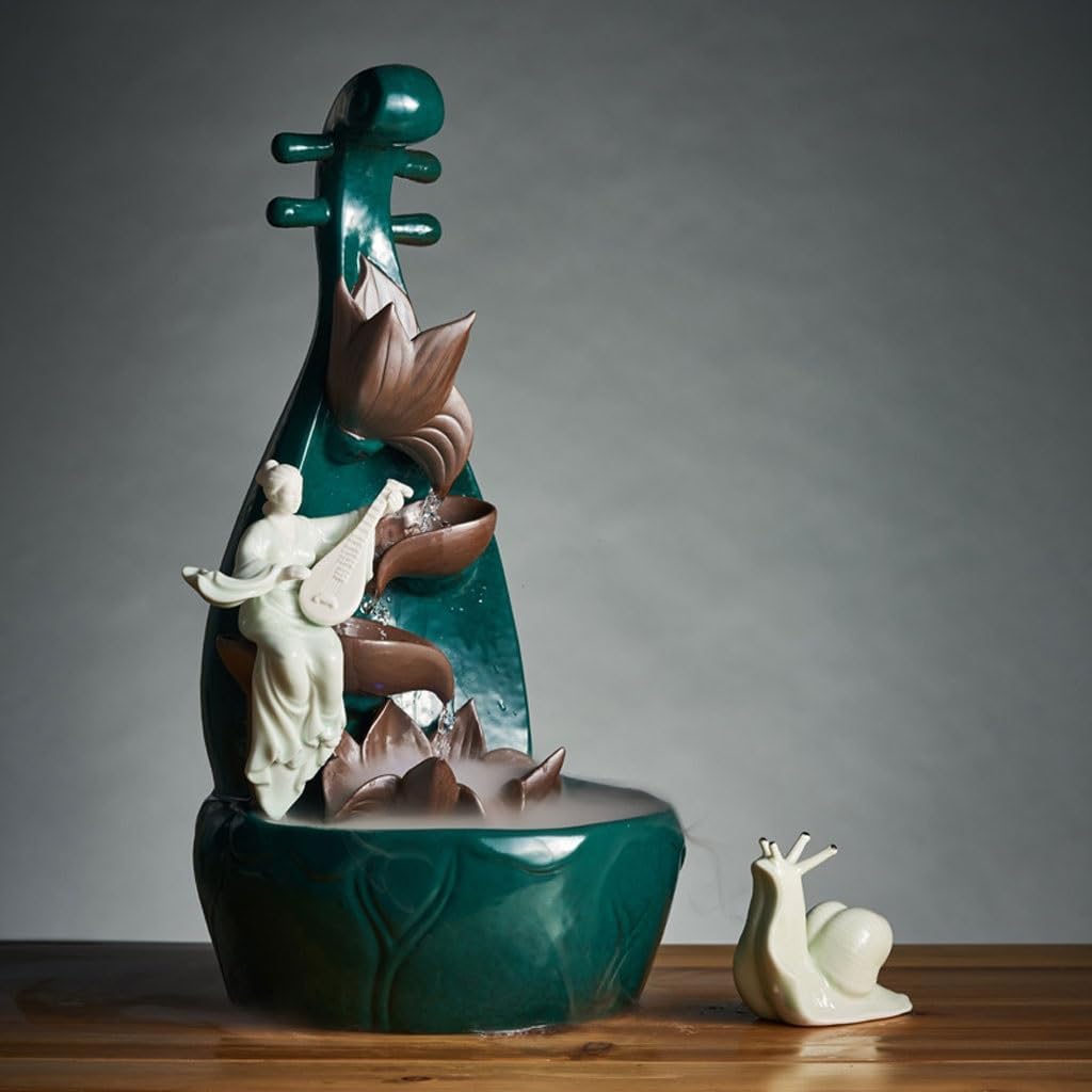 GUERNSEY Tabletop Fountain Chinese Creative Water Ornaments Home Living Room Ceramic Desktop Fountain Indoor Desktop Ornaments Office Decorations Tabletop Fountains Indoor Fountain