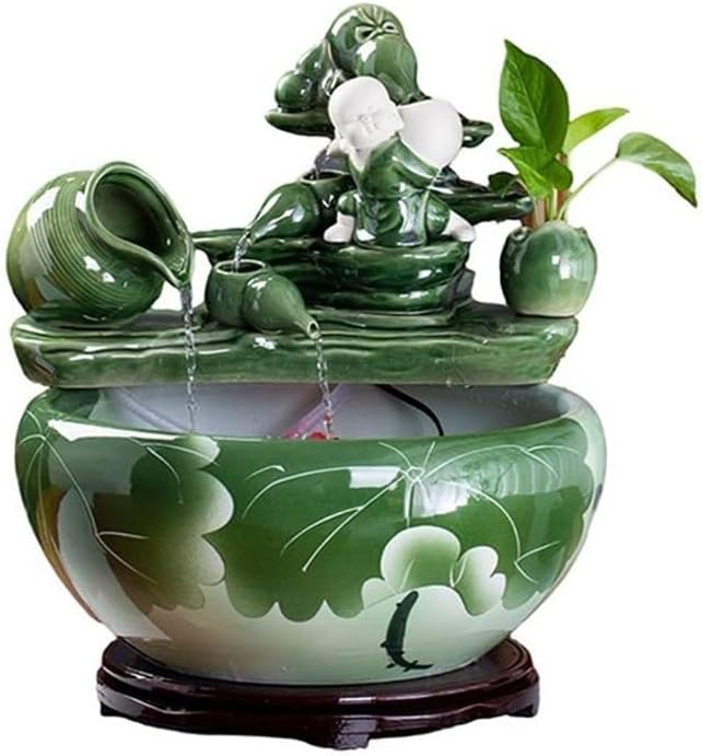Tabletop Tabletop Fountain Ceramic Fish Tank Desktop Landscaping for Indoor and Home Decoration Decor(Large)