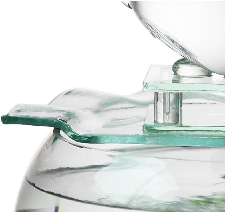 GRFIT Indoor Fountain Glass Flow Zen Aquarium Fountain, Modern Minimalist Desktop Decoration Tabletop Fountain