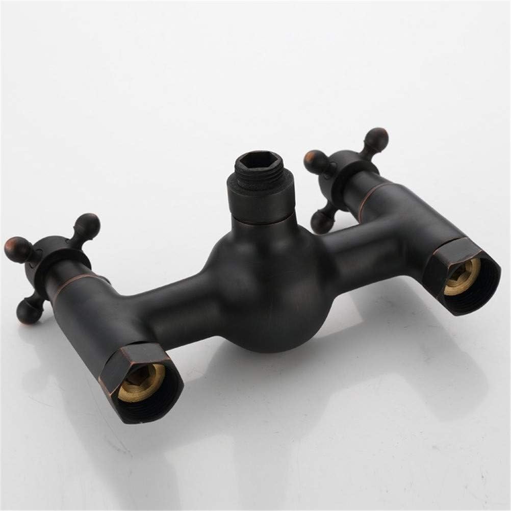 Bathtub Faucet with Shower, Bathroom Tub Taps Wall Mounted Antique Brass Bathtub Faucet with Hand Shower Set Handheld Tub Shower Faucet System Mixer Set, Black