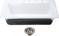 Kingston Brass Towne KGCKTS332291 33' Cast Iron Self-Rimming Single Bowl Drop-In Kitchen Sink with 4-Hole Drain and Strainer, White/Polished Chrome