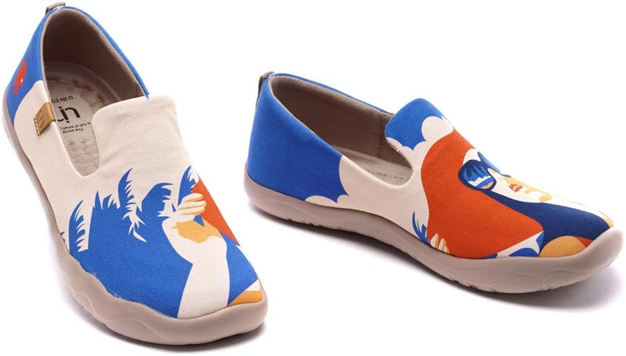 UIN Women's Casual Loafers Travel Painted Walking Slip On Lightweight Comfortable Canvas Fashion Sneakers