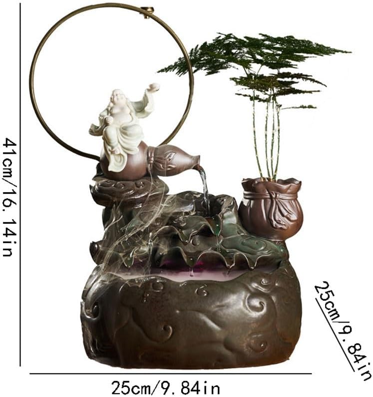GUERNSEY Tabletop Fountain Ceramic Circulating Water Ornaments Home Living Room Decorations Indoor Desktop Landscape Fountain Creative Ornaments Tabletop Fountains Indoor Fountain