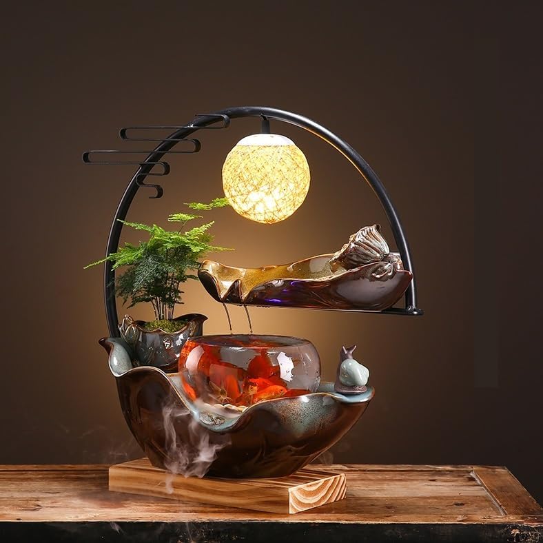 GUERNSEY Tabletop Fountain Tabletop Fountain Creative Flowing Water Fountain Office Living Room Home Decorative Fish Tank Ornaments Indoor Fountain