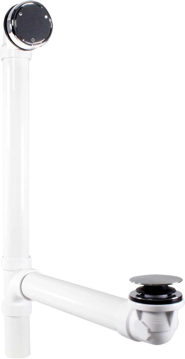 Westbrass D493244CHM-4-26 Bath Waste & Overflow Assembly with Patented Deep Soak Faceplate Cover and Tip-Toe Drain Plug - SCH. 40 PVC, Polished Chrome (4-Pack)