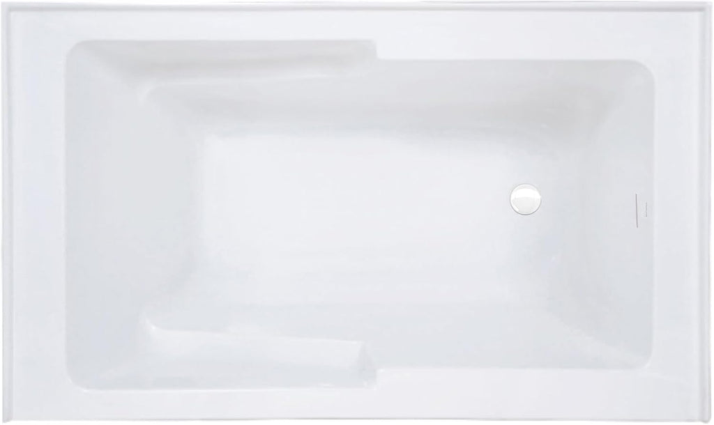 Swiss Madison Voltaire 54 x 30 Skirted Right Drain Soaking Apron Bathtub in Glossy White with Integrated Overflow and Armrest, Drain Included