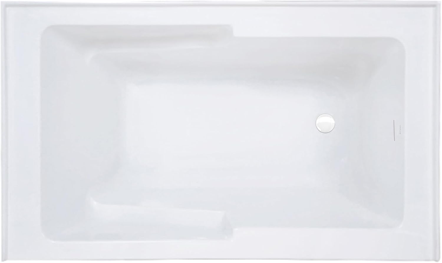 Swiss Madison Voltaire 54 x 30 Skirted Right Drain Soaking Apron Bathtub in Glossy White with Integrated Overflow and Armrest, Drain Included