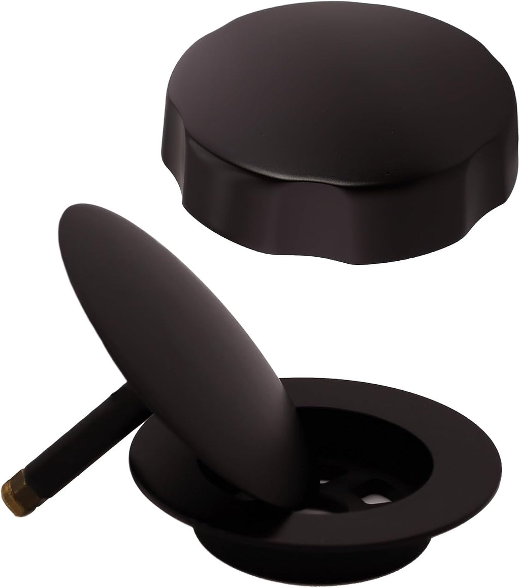 Westbrass A50P27TLE-12 27' Cable Drive Bath Drain Trim Kit with Rotary Overflow Cover Knob, European Stopper and Poly Tubular Pipes, Oil Rubbed Bronze