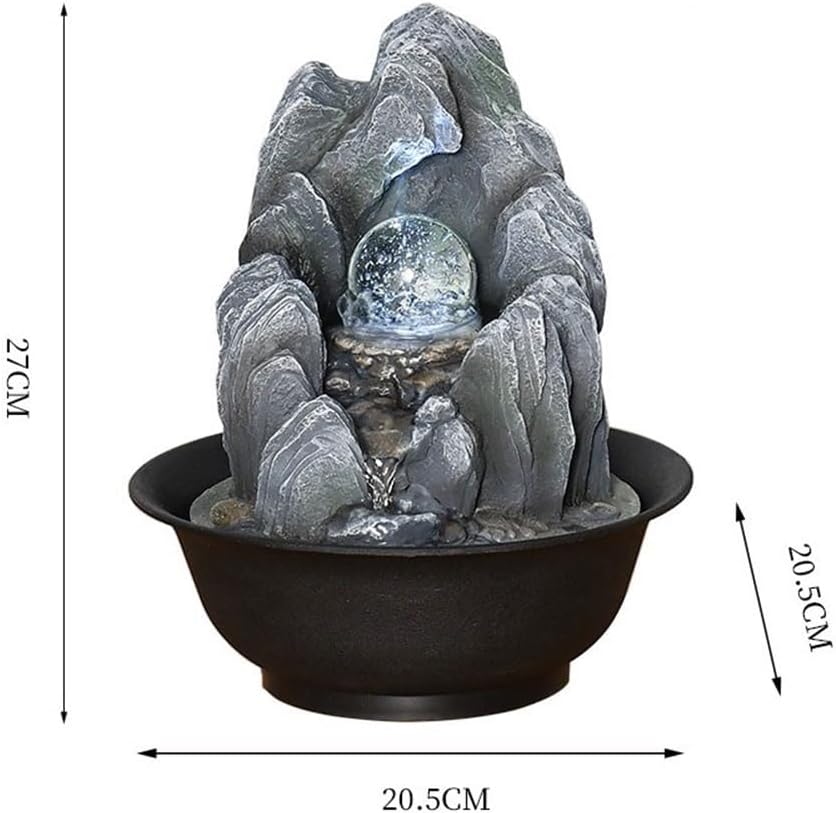 GLigeT Tabletop Fountain Circulation Water Features Fortune Feng Shui Ball Fountain Small Rockery Office Desktop Running Water Ornaments Water Fountain Decor