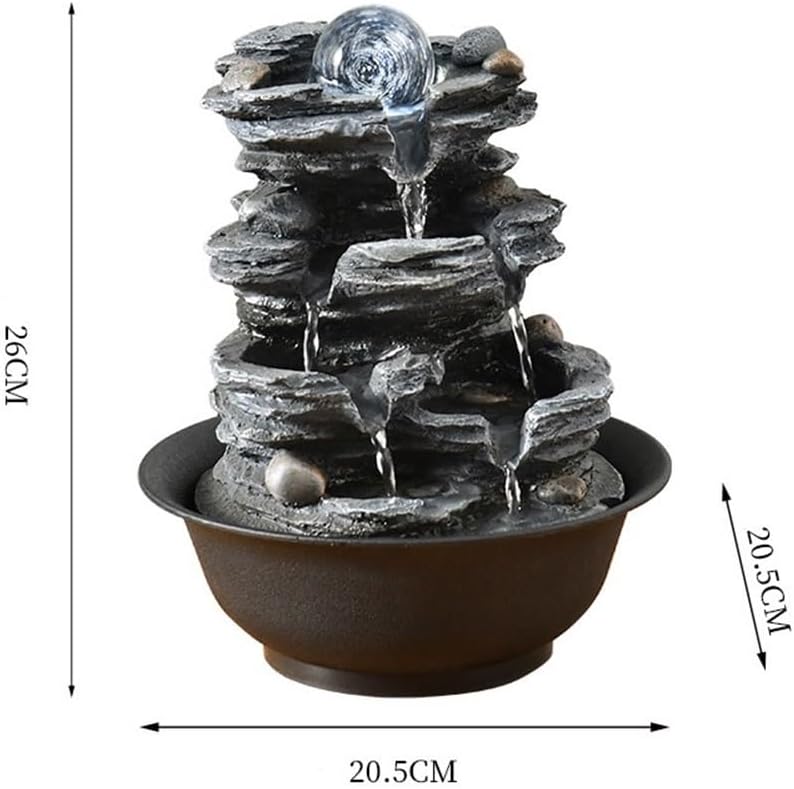 GLigeT Tabletop Fountain Small Rockery Office Desktop Running Water Ornaments Fortune Feng Shui Ball Fountain Circulation Water Features Water Fountain Decor