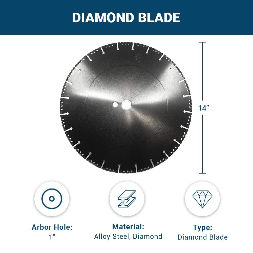 Benchmark Abrasives 14' Vacuum Brazed Demolition Blade for Angle Grinder 1' Arbor Circular Saw Blades Concrete Grinding Wheel for Cutting Wood, Metals, Brick Ceramic Tile Aluminum, Fiberglass