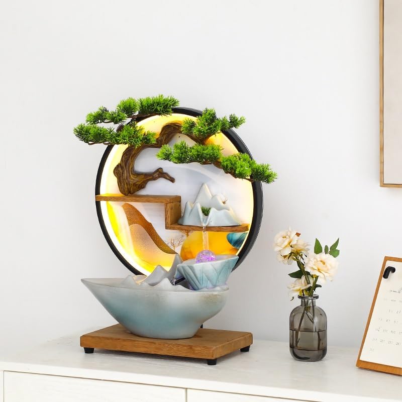 GUERNSEY Tabletop Fountain Tabletop Fountain Flowing Water to Make Money Circulating Water Fountain Office Desktop Coffee Table Ornaments Indoor Fountain
