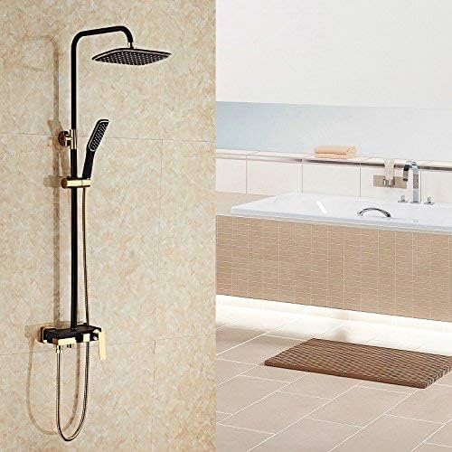 European Style Black Gold Shower Head, Bathroom, Copper and Cold Water Washing Machine, Wall Hanging Black Shower Set, Black Gold Single Rotary Switch Three Drain Quality Ass