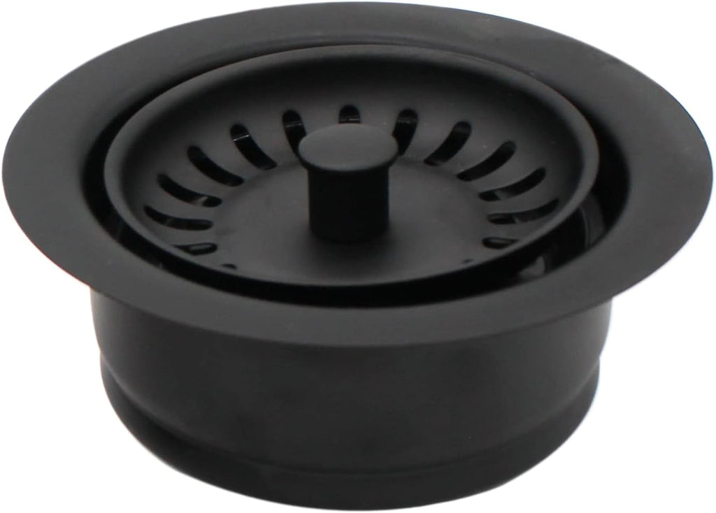 Westbrass CO2165S-62 COMBO PACK 3-1/2' Post Style Large Kitchen Sink Basket Strainer and Waste Disposal Drain Flange with Basket Strainer, Matte Black