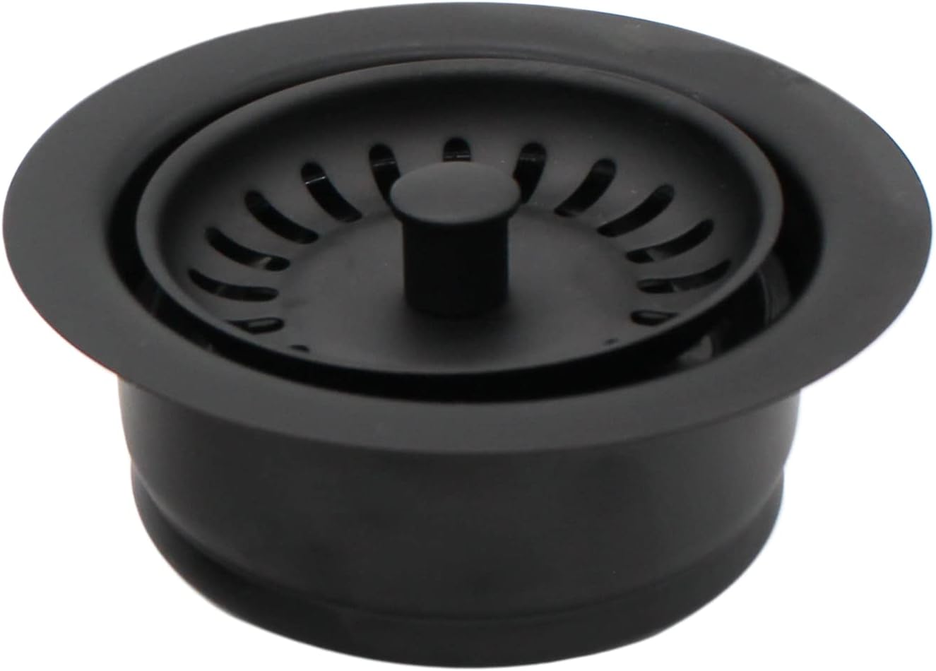 Westbrass CO2165S-62 COMBO PACK 3-1/2' Post Style Large Kitchen Sink Basket Strainer and Waste Disposal Drain Flange with Basket Strainer, Matte Black