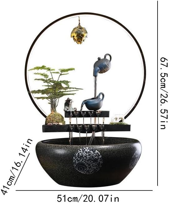 GUERNSEY Tabletop Fountain Chinese Style Simple Study Desk Circulating Water Fountain Ornaments Office Ceramic Desktop Ornaments Tabletop Fountains Indoor Fountain
