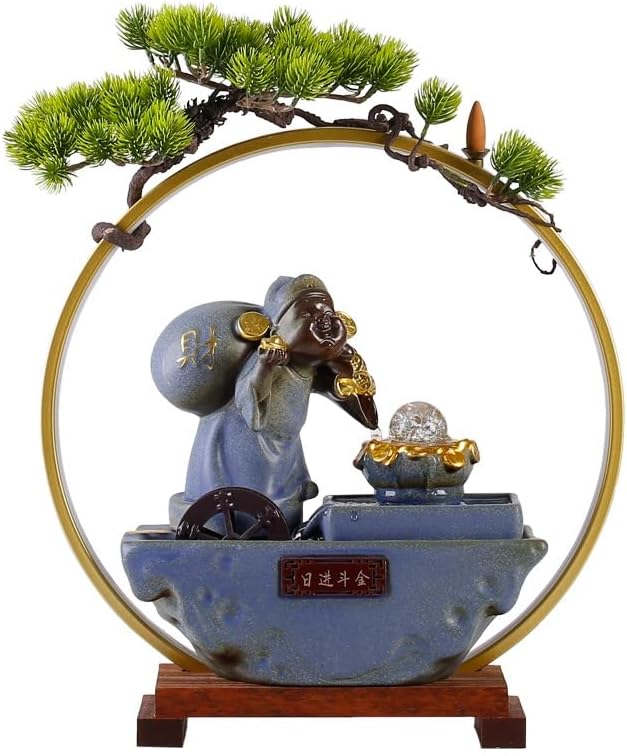 GUERNSEY Tabletop Fountain Tabletop Fountain Flowing Water to Make Money Ornaments Desk Living Room Entrance Chinese Fountain Backflow Fragrance Desktop Fountain Indoor Fountain