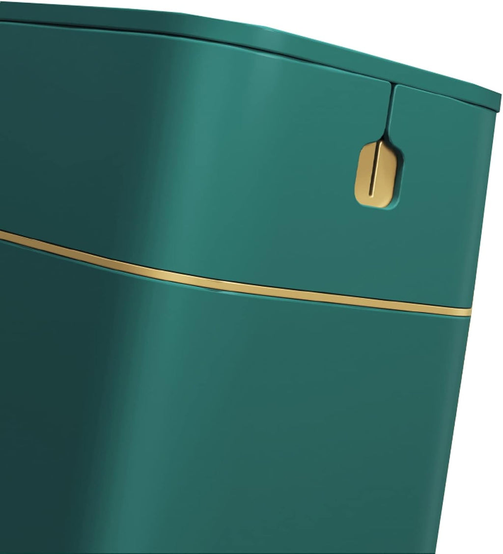 HIHELO Trash Bin Trash Can,Nordic Style Seal Press for Kitchen Bathroom Office Storage Bucket Dustbins Accessories with Lid Garbage Deep Green Deep Blue 15L Kitchen Trash Can (Color : Deep Green)