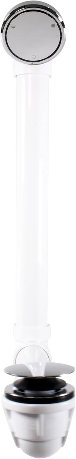 Westbrass D493244CHM-4-26 Bath Waste & Overflow Assembly with Patented Deep Soak Faceplate Cover and Tip-Toe Drain Plug - SCH. 40 PVC, Polished Chrome (4-Pack)