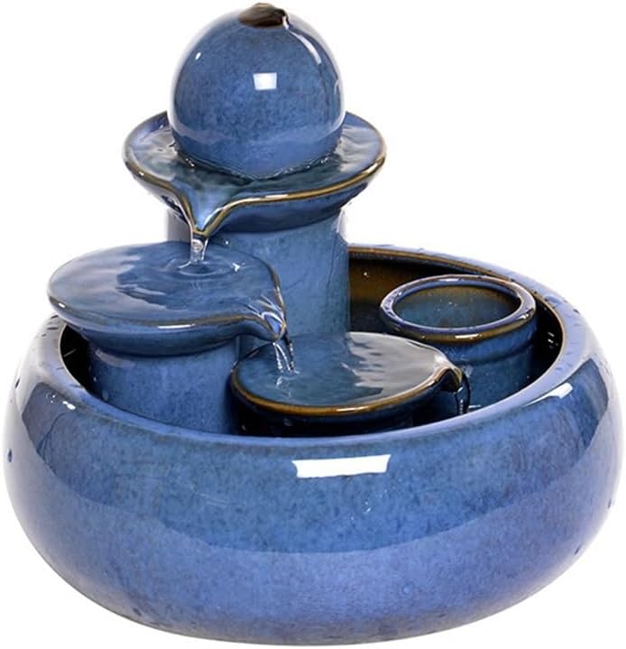 GRFIT Indoor Fountain Tabletop Relaxation Fountain with Water Wheel and Humidifier Decorative Tabletop Fountain