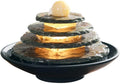GRFIT Indoor Fountain Small Marble Ceramic Fountain with Round Shape and Circulating Water Flow Ornaments Tabletop Fountain