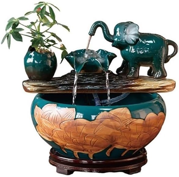 Tabletop Fountain Ceramic Modern Design Water Feature Indoor Tabletop Desktop Home Decoration Office Decor(Medium)