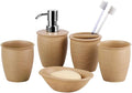 5-Piece Bathroom Accessory Set with Soap Dispenser, Toothbrush Holder, Tumbler & Soap Dish for Vanity Bath Set(Brown)