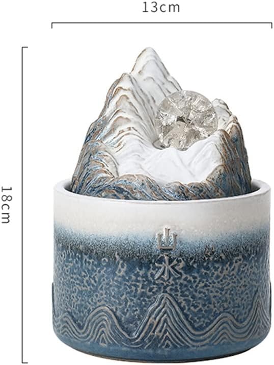 HIHELO Desktop Fountain Tabletop Fountain Ceramic Circulating Flow Fountain Ornament Living Room Entrance Office Desktop Fountain with Rolling Ball Water Fountain Outdoor (Color : A)